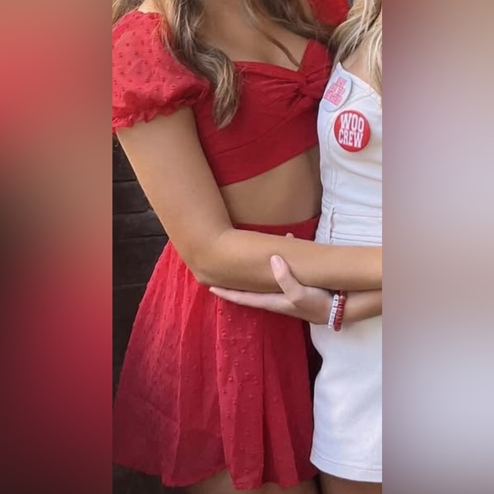 SHEIN Red Skirt Set
